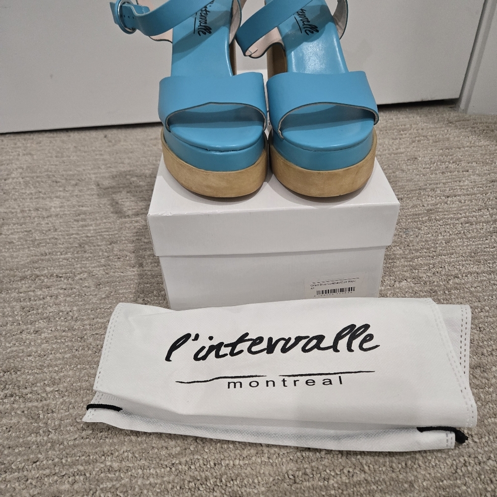 BNIB Blue Platform Sandals - Picture 9 of 9